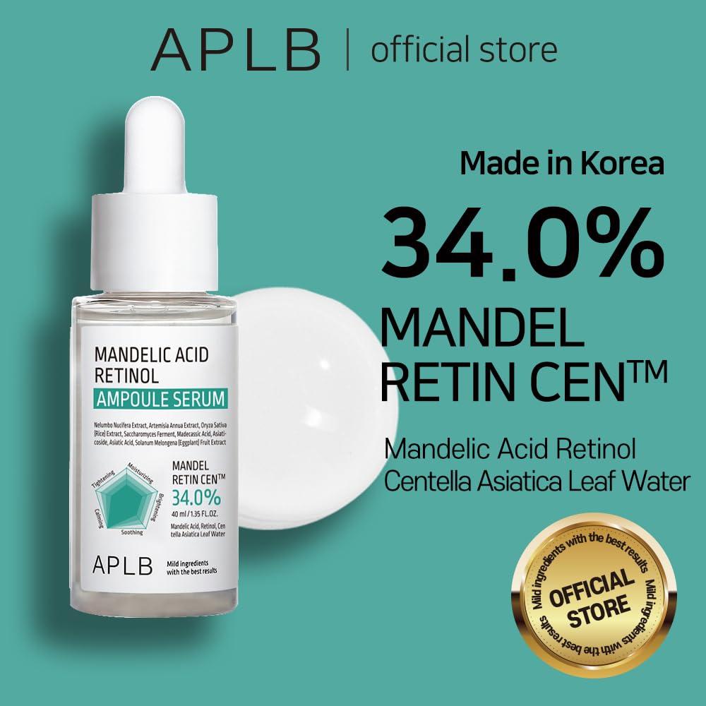 APLB Mandelic Acid Retinol Ampoule Serum | MANDEL RETIN CEN™ 34.0% 1.35 FL.OZ/Korean Skincare, Acne care, Exfoliant, Wrinkle care, Revitalize for gentle and improve skin texture
