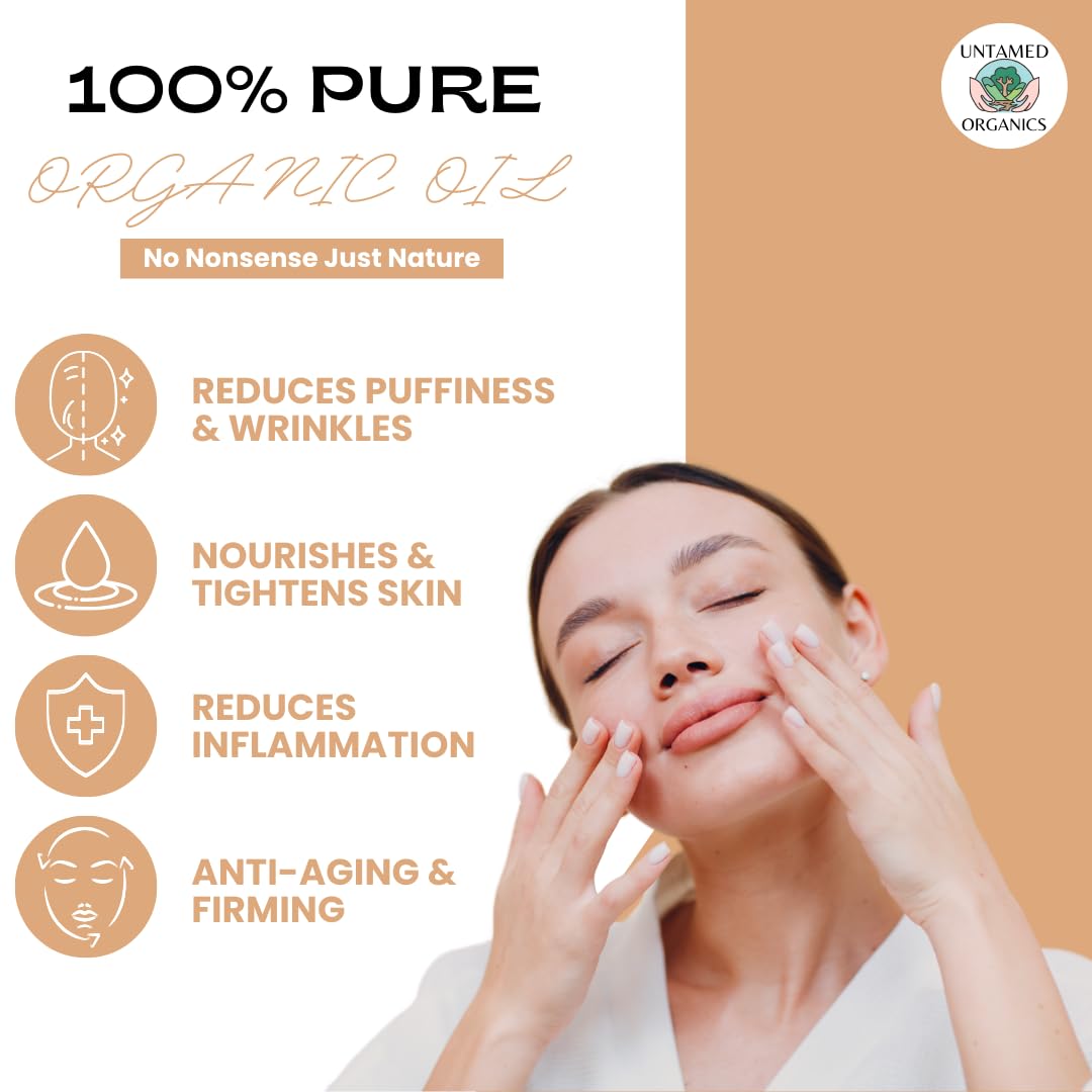 Untamed Organics Youth Elixir - Roll On Facial Serum For Under Eyes and Face with Certified Organic, Cold Pressed, Hexane Free Castor, and Frankincense Oil - Miracle Anti-Aging Oil 10mL