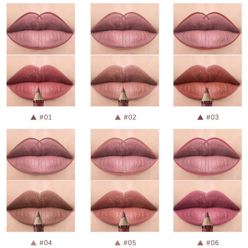 SUAKE 12 Pcs Colors Lip Liner Lipstick Pencils Set Pack for Shaping & Sculpting Lips,Natural Maroon Dark Red Nude Beige Chocolate Brown Plum Matte Pigmented Lipliners Crayon Lipstick