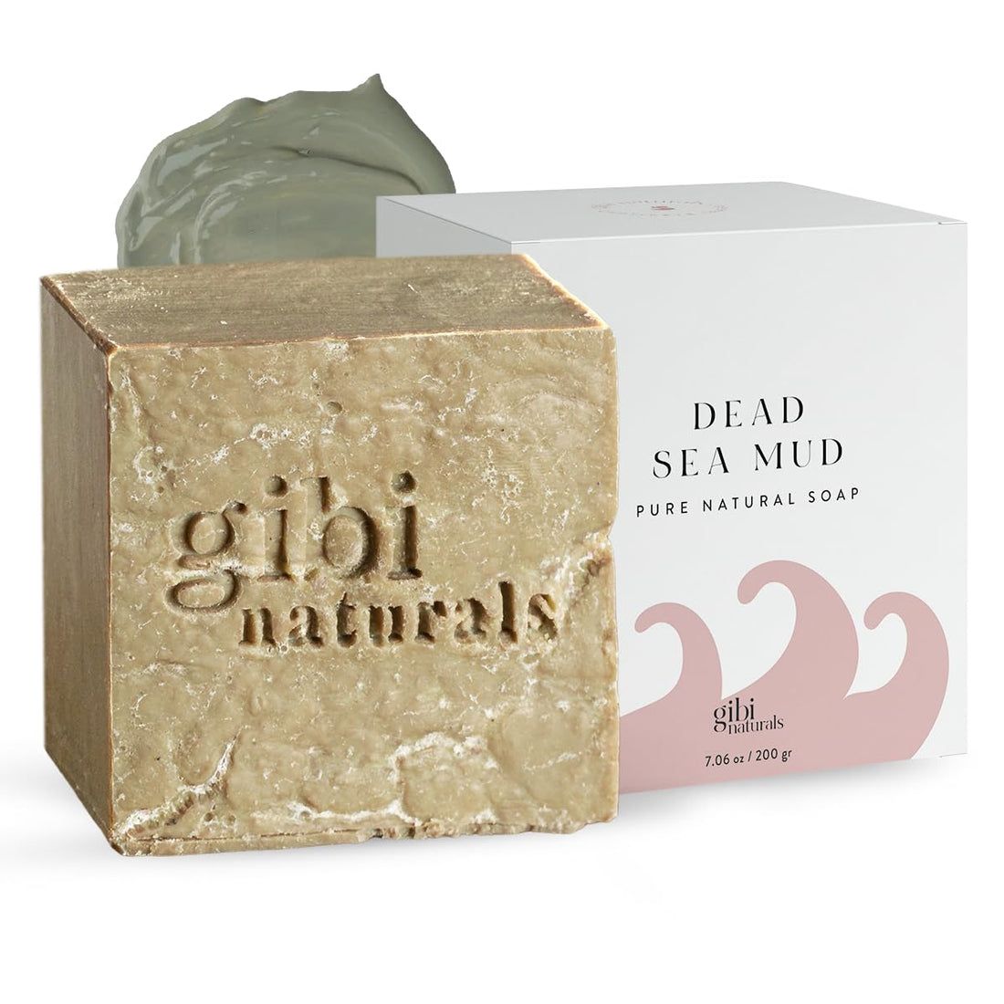 GIBI Dead Sea Mud Soap - 7.06 Oz Moisturizing Dead Sea Salt Soap - Cleanses, Exfoliates & Purifies Skin - Pure Natural Dead Sea Soap for All Skin Types