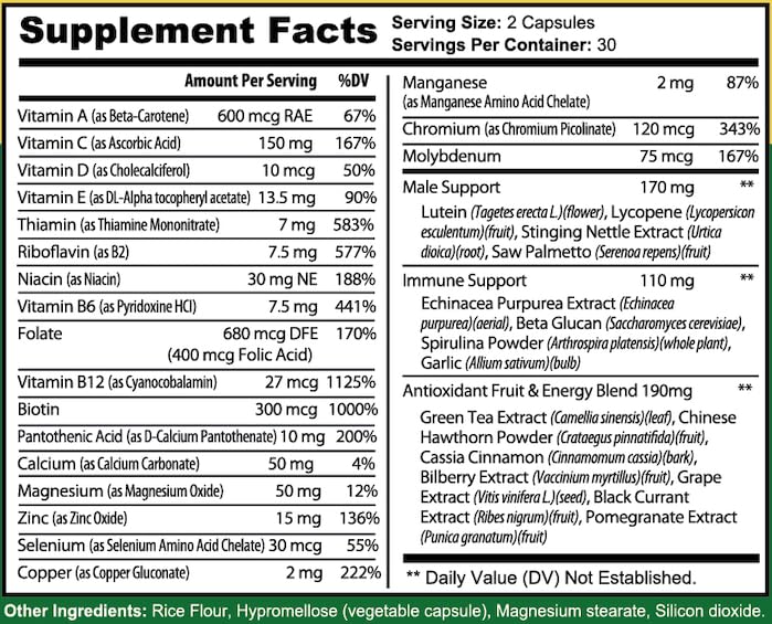 Lyvv Men's Multivitamin, Comprehensive Blend of Essential Vitamins and Minerals, 60 Capsules