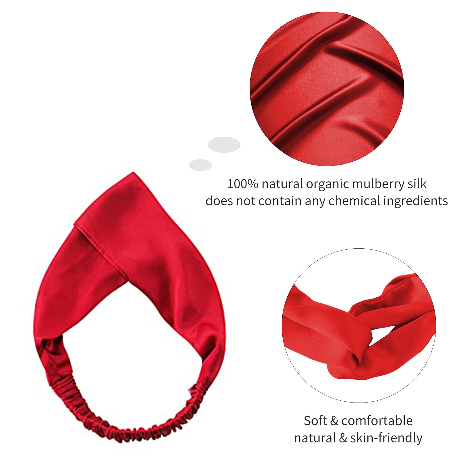 ZIMASILK 100% Mulberry Silk Headband Elastic Twisted Head Hair Wrap Accessory Turban For Women(Burgundy)