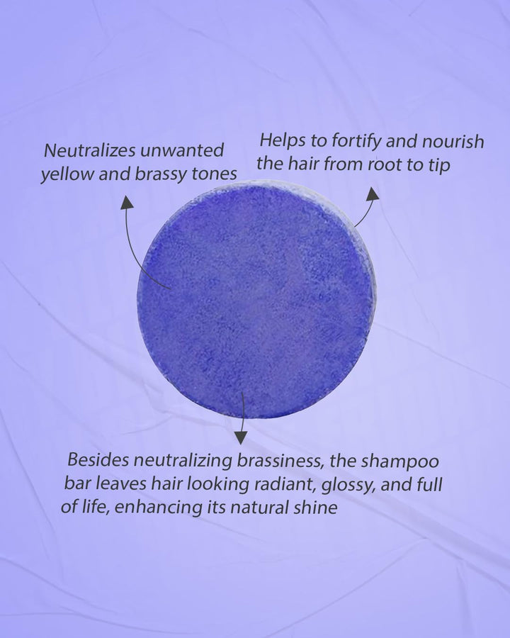 Biotin-Infused Purple Shampoo Bar for Blonde Hair - Natural Toning, Brightening and Strengthening Shampoo Blonde, Lightened & Gray Hair & Solid Hair Care for Silky, Radiant Locks, 3.2 oz