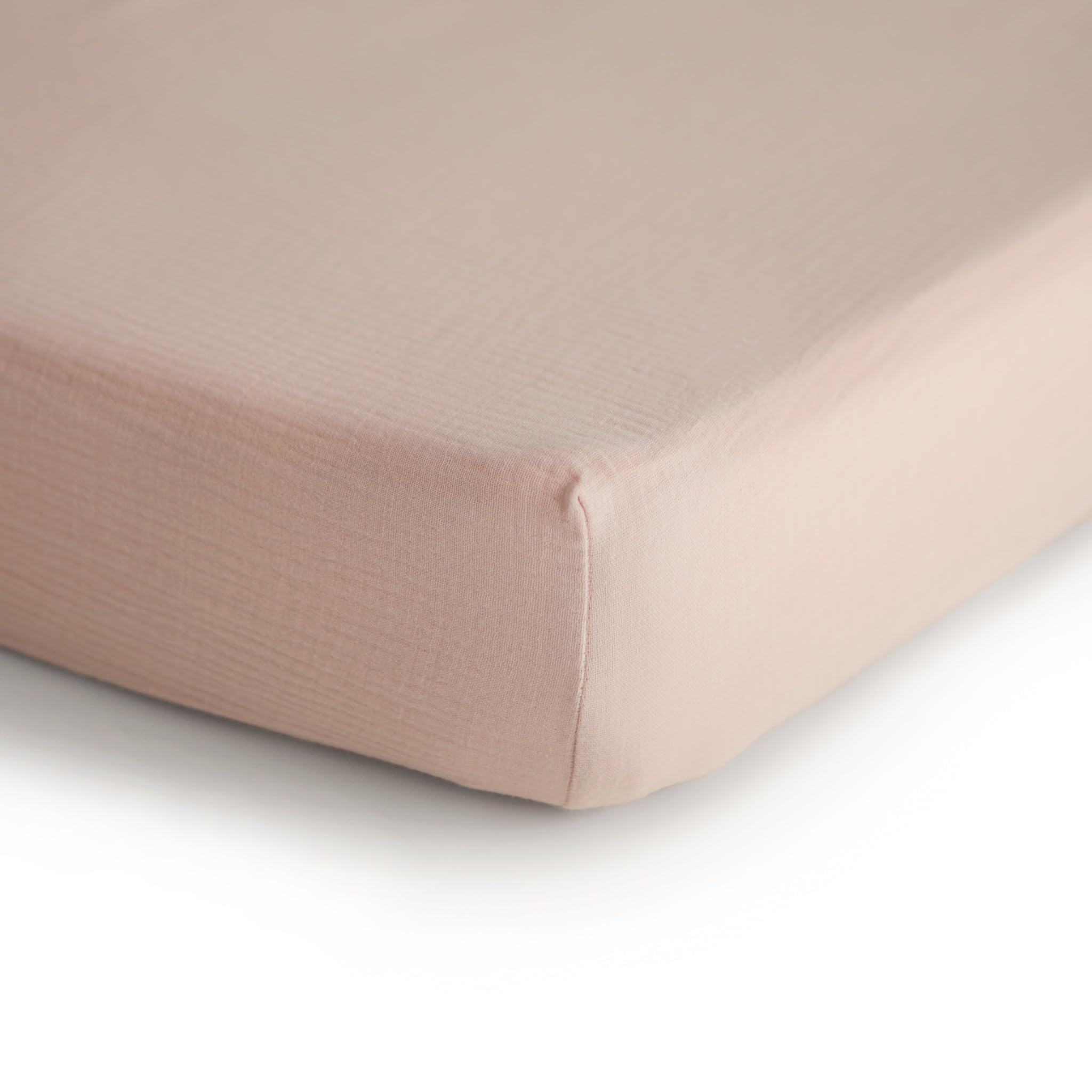 mushie Extra Soft Muslin Fitted Crib Sheet | 192 Thread Count | 28x 52 (Blush)