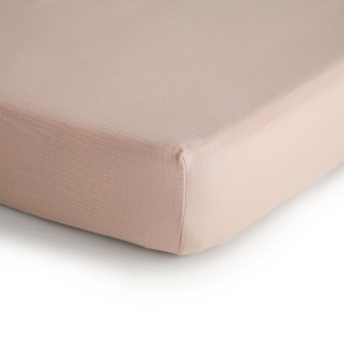 mushie Extra Soft Muslin Fitted Crib Sheet | 192 Thread Count | 28x 52 (Blush)