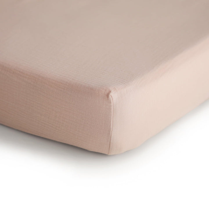 mushie Extra Soft Muslin Fitted Crib Sheet | 192 Thread Count | 28x 52 (Blush)