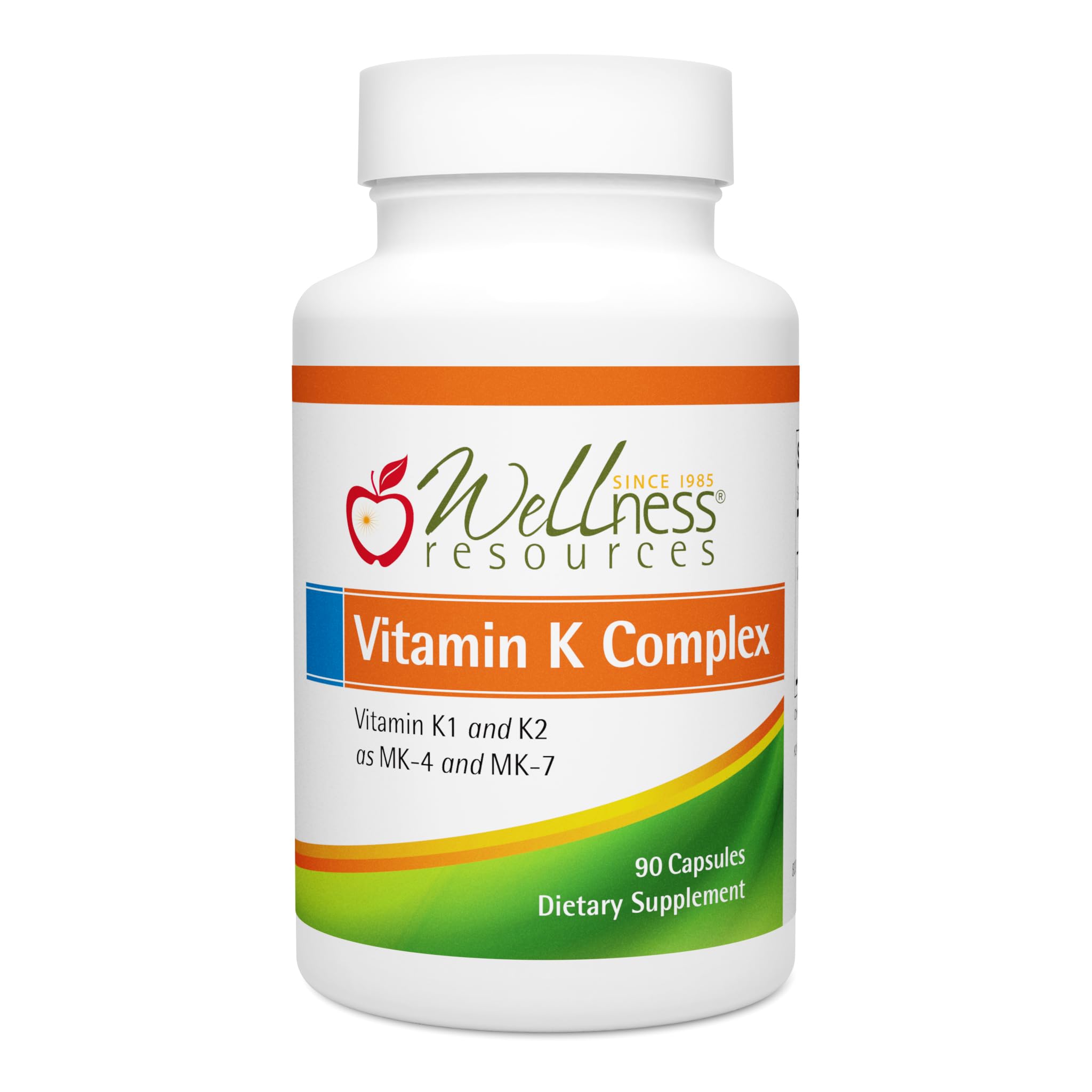 Wellness Resources Vitamin K Complex Supplement - 600 mcg Vitamin K2 (as MK-4 and Trans MK-7) and 1000 mcg K1- Bone Strength and Heart Health - K2 Vitamin Supplement - 90 Capsules Non-GMO
