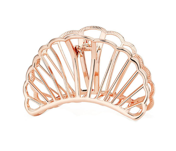 Numblartd Vintage Simple Hollow Metal Sector Large Hair Claw Jaw Clips - Women Lady Girls Alloy Ponytail Holder Hair Clamp Hairpin Hair Accessories for Thick Hair (Rose Gold)