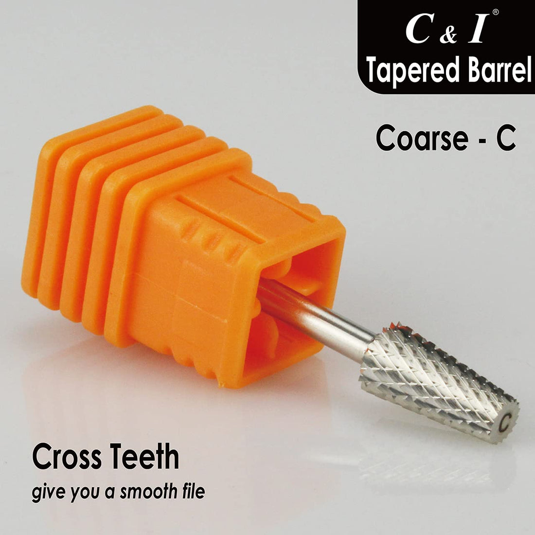 C & I Tapered Barrel Nail Drill Bit for Electric Nail Drill Machine of Nail Art (Grit Coarse, Silver)