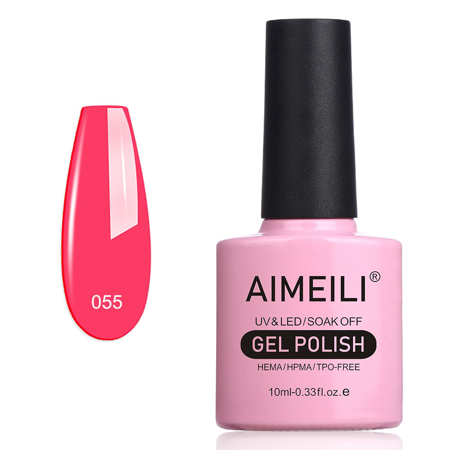 AIMEILI Shellac Soak Off UV LED Gel Nail Polish - Neon Shocking Pink (055) 10ml