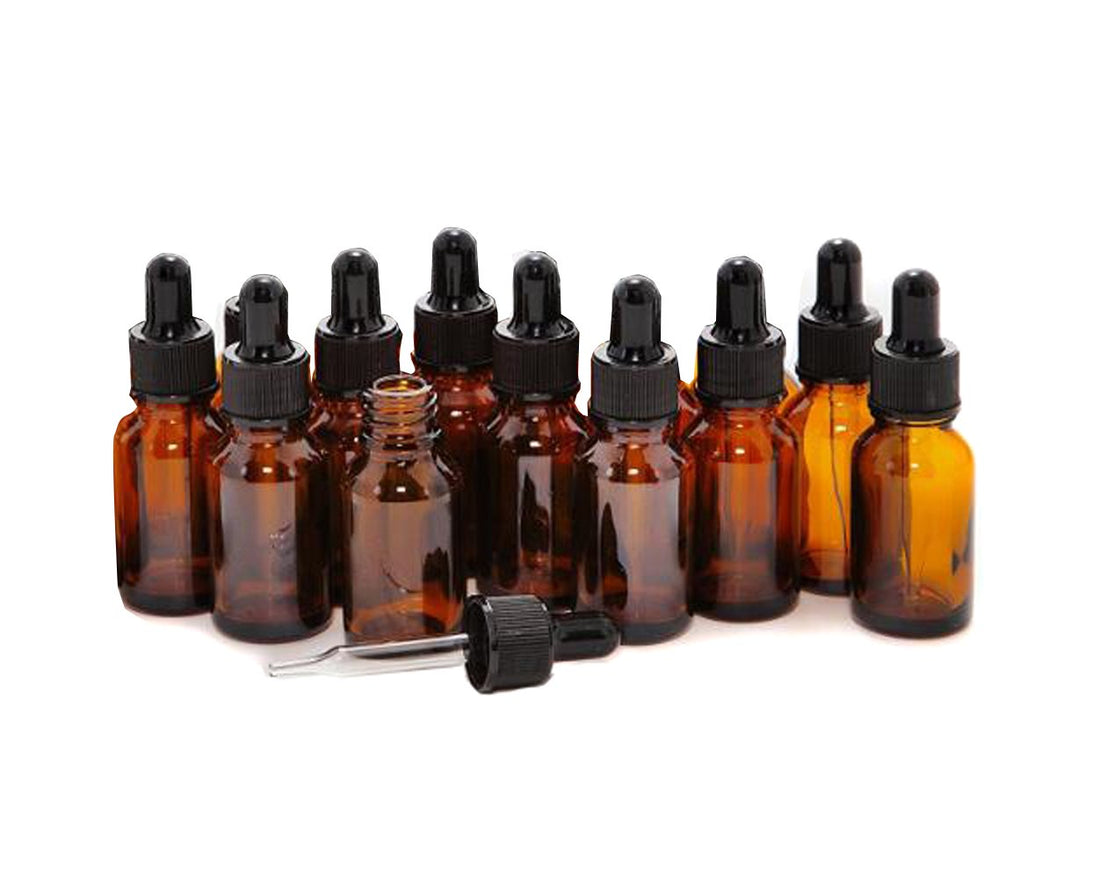 12 PCS Empty Refillable 5ML Amber Glass Droppers Essential Oil Bottles Aromatherapy Cosmetics Elite Fluid Container Jar Pot Holder with Glass Eye Dropper and Black Caps