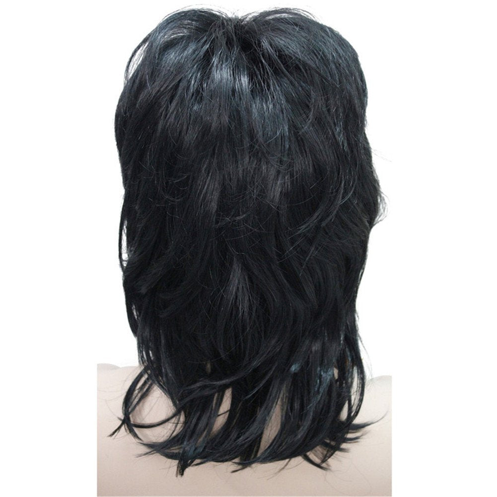 #1-Black: Aimole Soft Shaggy Layered Medium Length Classic Cap Synthetic Women Wigs(1-Black)