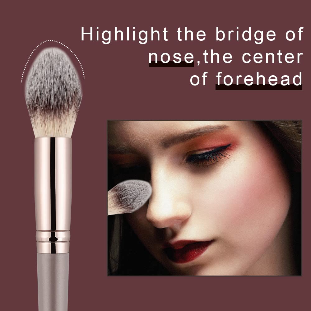 Anmor Contour and Highlighter Brush Set, Premium Blush Bronzer Face Makeup Brush Kit, Perfect for Cheek Nose Blending Contouring (Champagne, Contour/Highlighter)