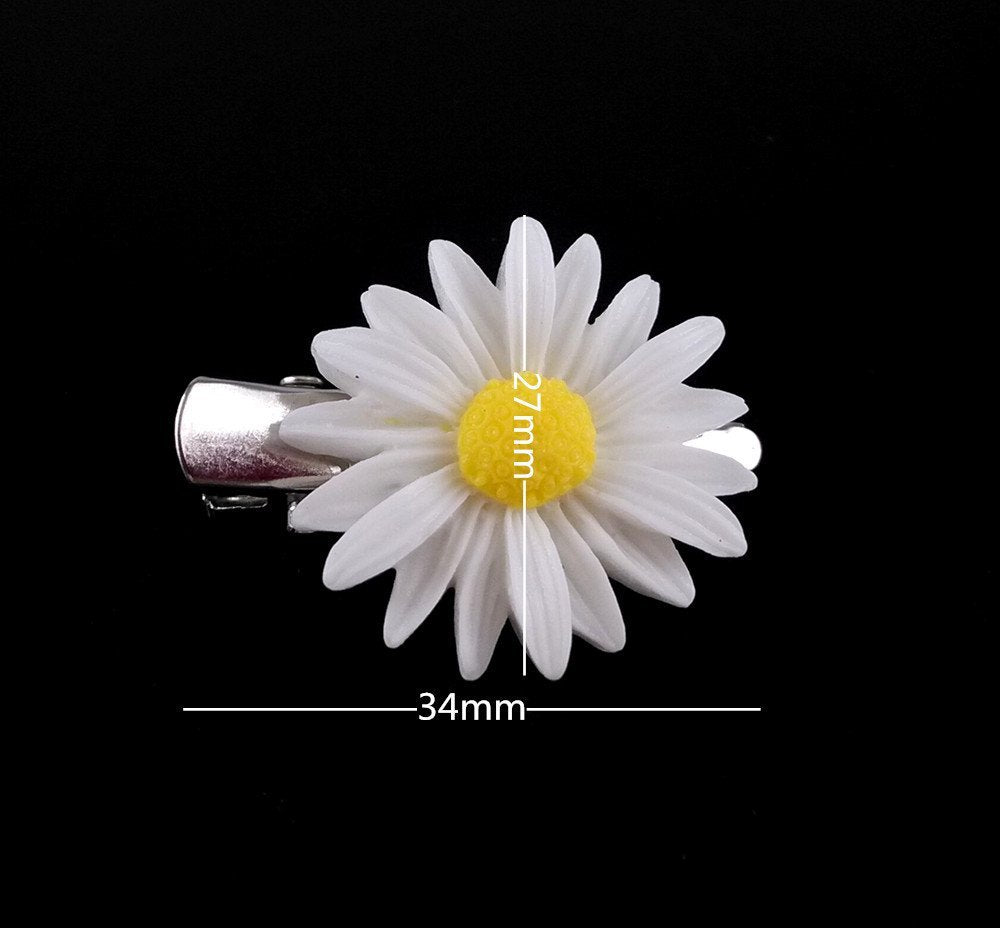 White : Yueton 10pcs Little Daisy Flower Barrettes Bobby Pin Alligator Clip Hair Clips Bride Head-wear Edge Clip Clamps (White)