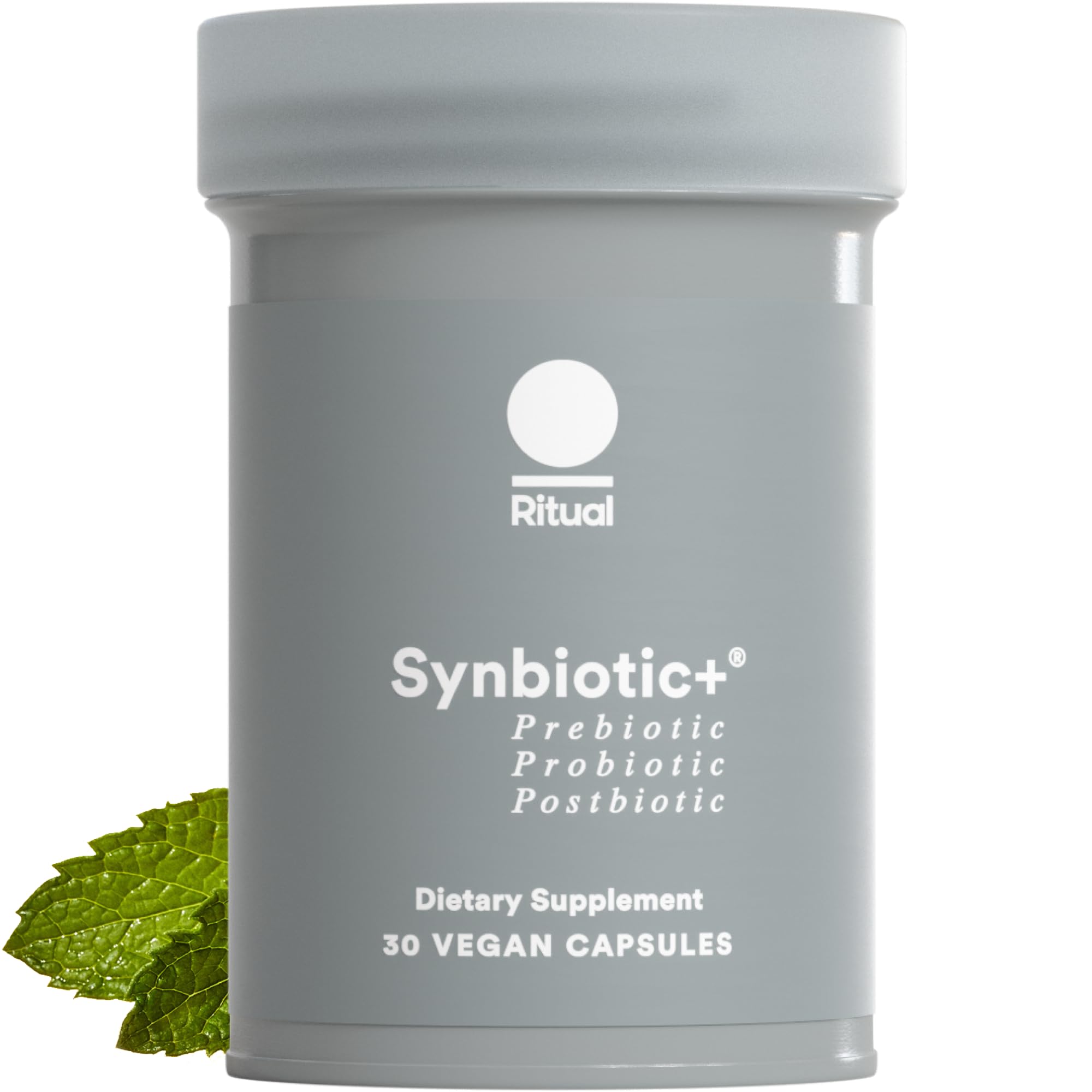 Ritual Synbiotic+ Prebiotic, Probiotic, Postbiotic, 3-in-1 Formula for Gut and Digestive Health, Regularity, Bloat, Immune Support, Vegan Delayed-Released Capsule, Probiotics for Women and Men, 30 Day