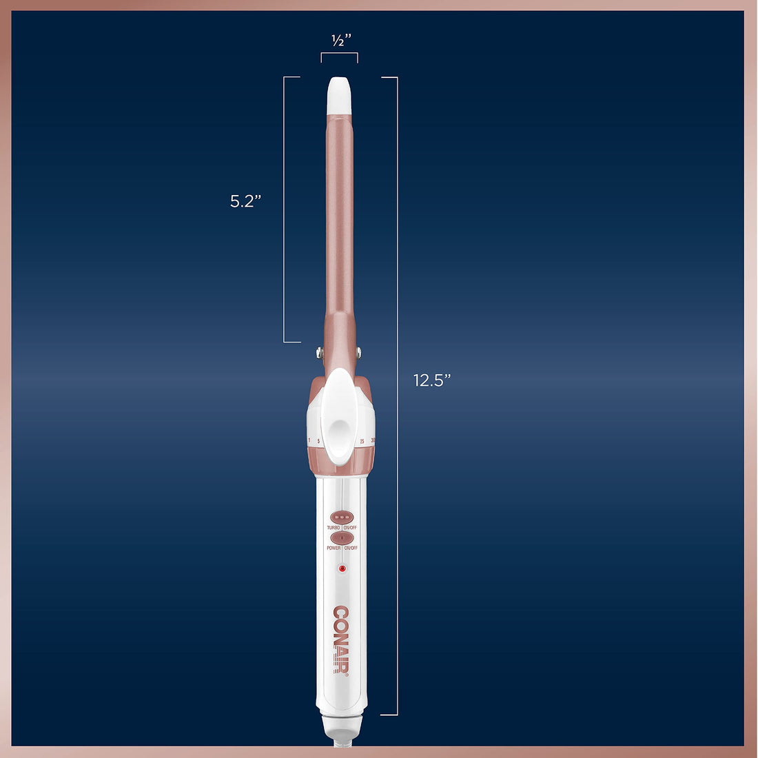 Conair Double Ceramic Curling Iron, 1/2-Inch Curling Iron, White/Rose Gold