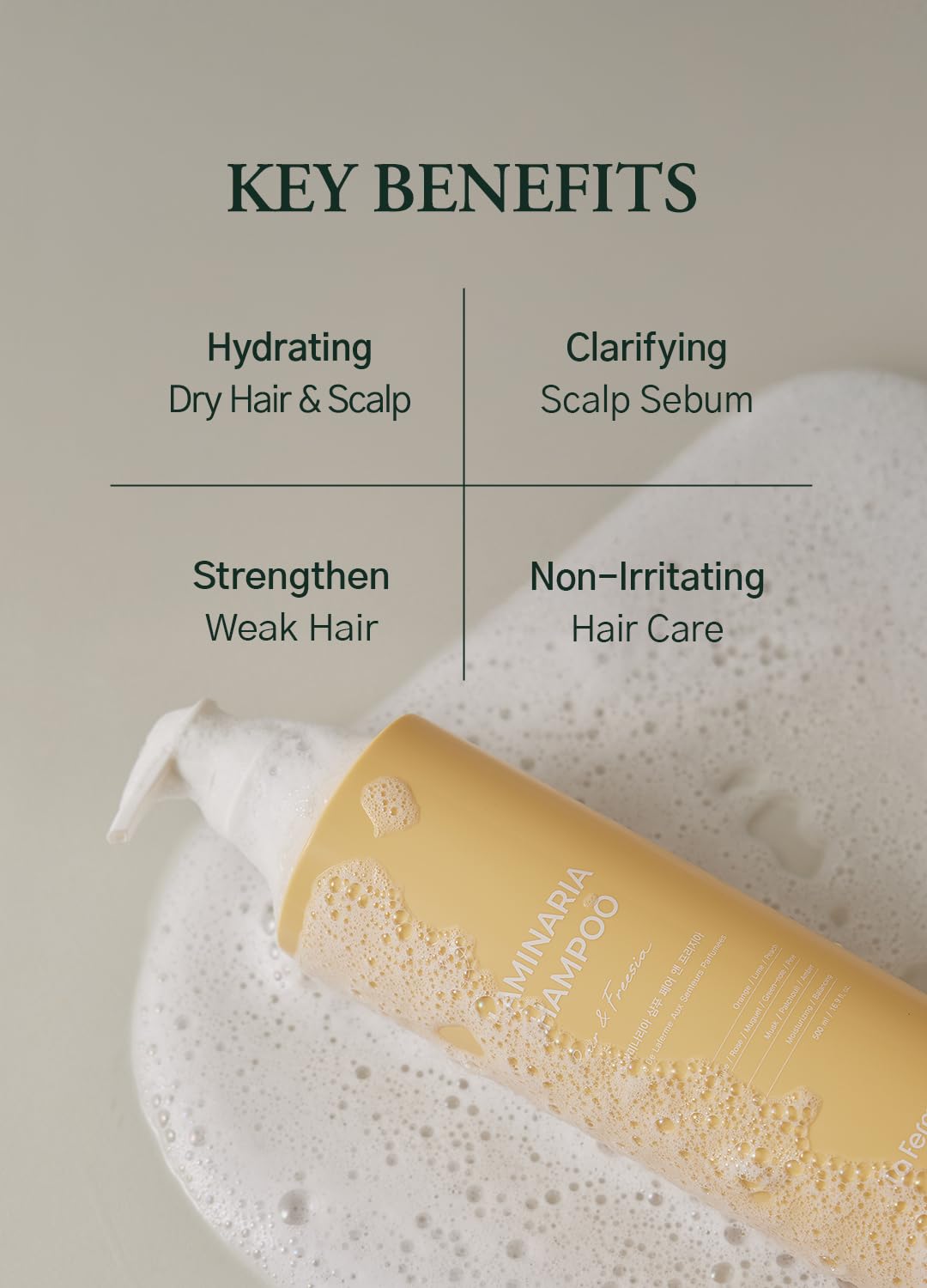 laferme Laminaria Shampoo with Organic Ingredient, Korean Clarifying Shampoo, Hydrating for Dry Hair, Strengthening for Weak Hair, Sulfate & Paraben-Free, for Women & Men,16.9 FL. OZ, Pine Eucalyptus