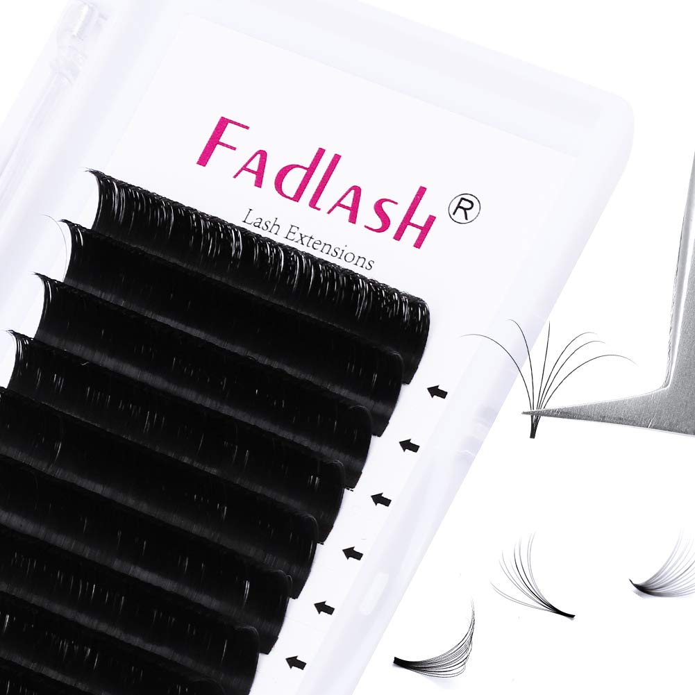 Volume Lash Extensions FADLASH Easy Fan 3D~10D D Curl Volume Fans 0.05 0.07mm Self Fanning Eyelash Extensions 8-20mm Length(0.05-D, 13mm)
