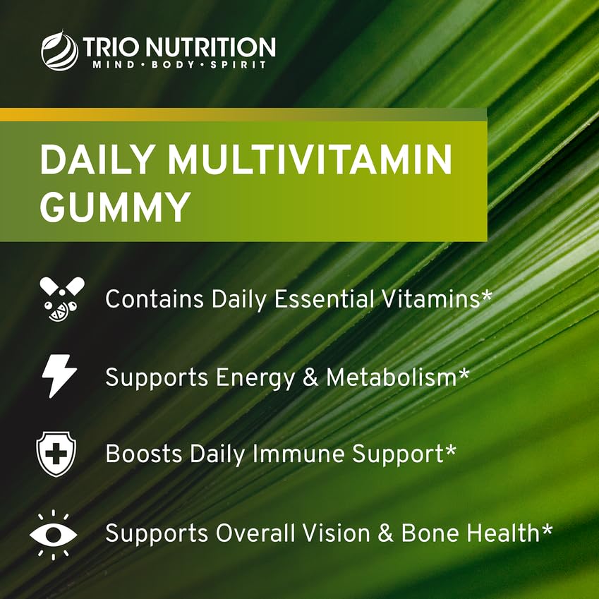 TRIO NUTRITION Premium Naturally Delicious Daily Multivitamin Gummies for Men & Women| No Major Food Allergens |Gluten Free | No High Fructose | Essential Vitamins & Minerals - Zinc*