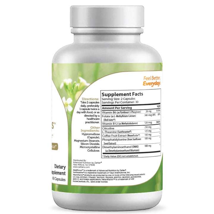 Zahler AdultFocus, Advanced Formula to Support Focus and Concentration, Certified Kosher, 60 Capsules
