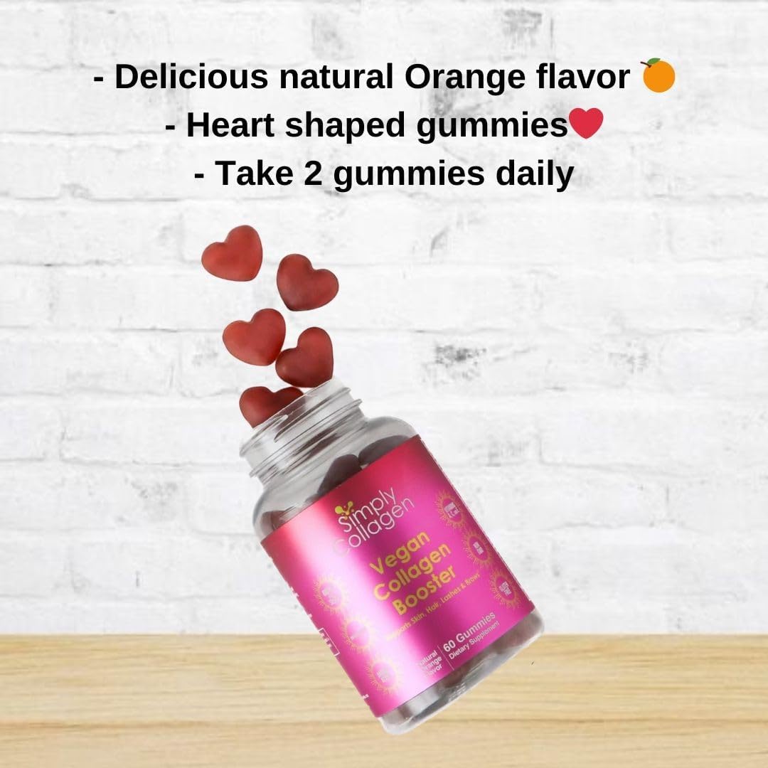 Simply Collagen® Vegan Collagen Booster Gummies for Women & Men - Promotes Youthful & Beautiful Skin, Hair, Nails & Lashes - Key Amino Acids & Antioxidants with Biotin, Vitamins A,C, & E
