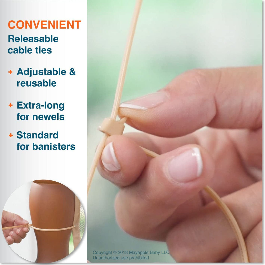 Roving Cove Stair Banister Guard 5ft x 3ft, Railing Safety Net for Baby Proofing, Child Safety Stairway Cover, Balcony Mesh Netting, Almond Brown