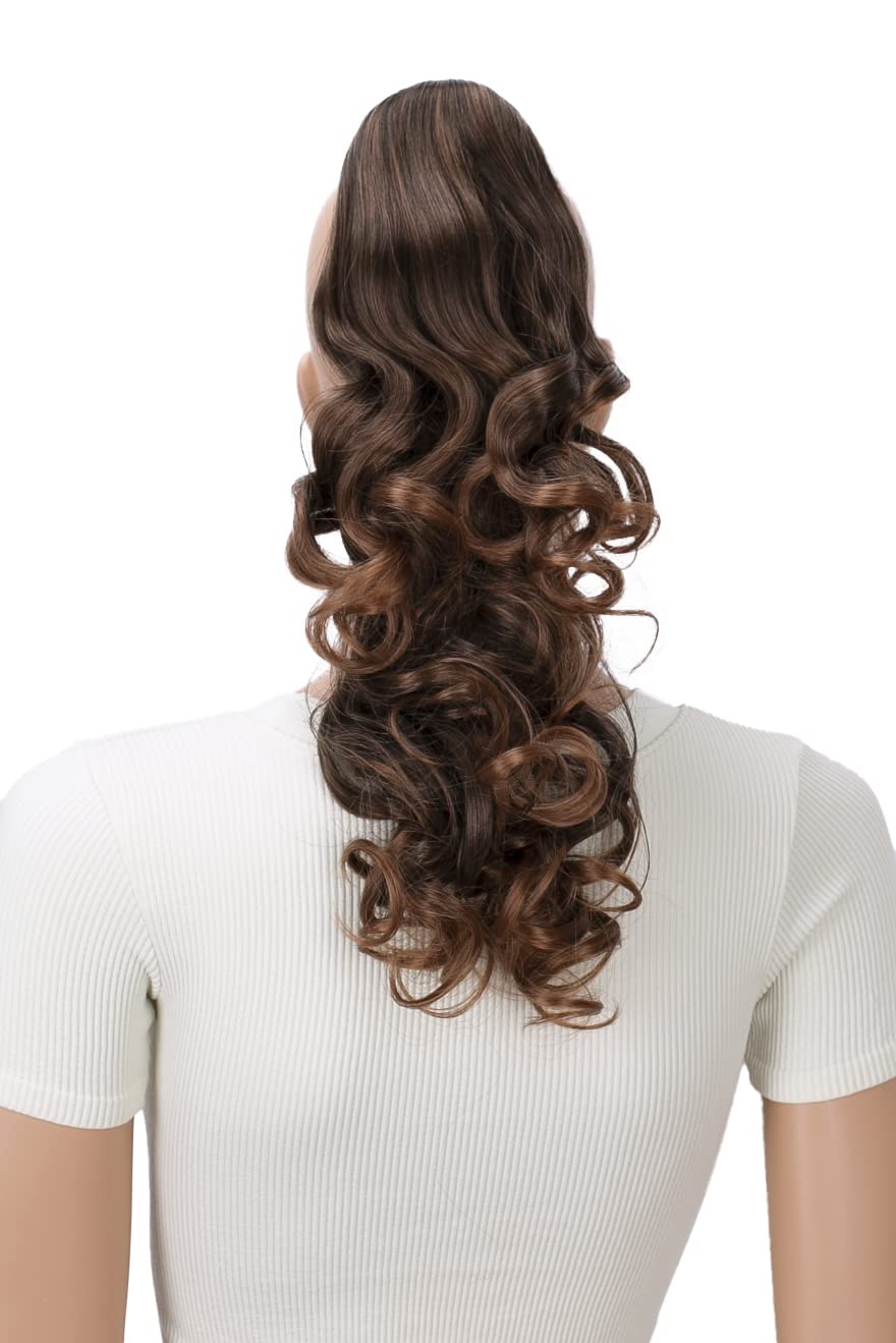brown mix #2T30 H11-2 : PRETTYSHOP 14 OR 18 Hair Piece Clip On Pony Tail Extension 2 IN 1 Curled Wavy Heat-Resisting Diverse Colors H11-2