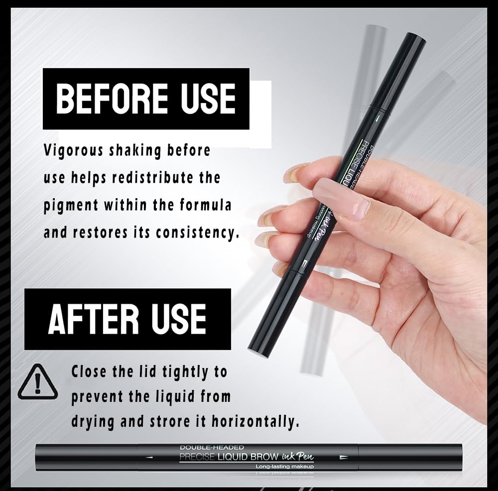 Fast Draw Eyebrow Pen, Duo Brow Microfilling Fork-Tips & Precise Tip, Natural Eyebrow Makeup Set with Spoolie Brush (#2 Medium Brown)