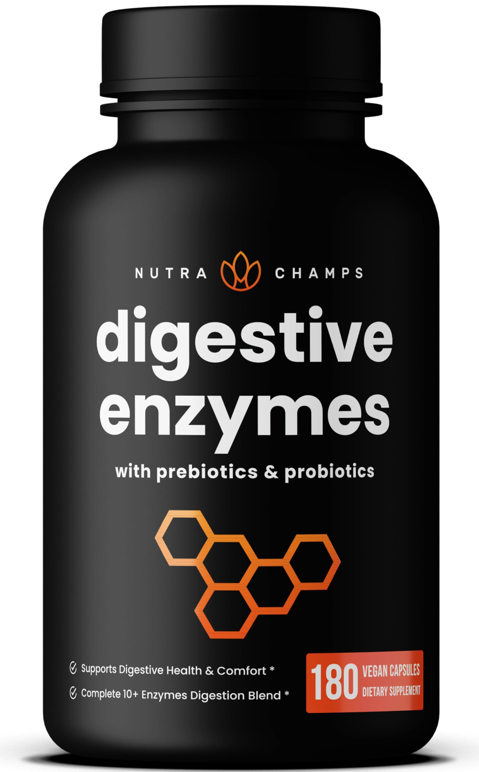 NutraChamps Digestive Enzymes with Probiotics and Prebiotics for Women & Men - 90 Vegan Capsules with Bromelain for Bloating & Optimal Gut Health