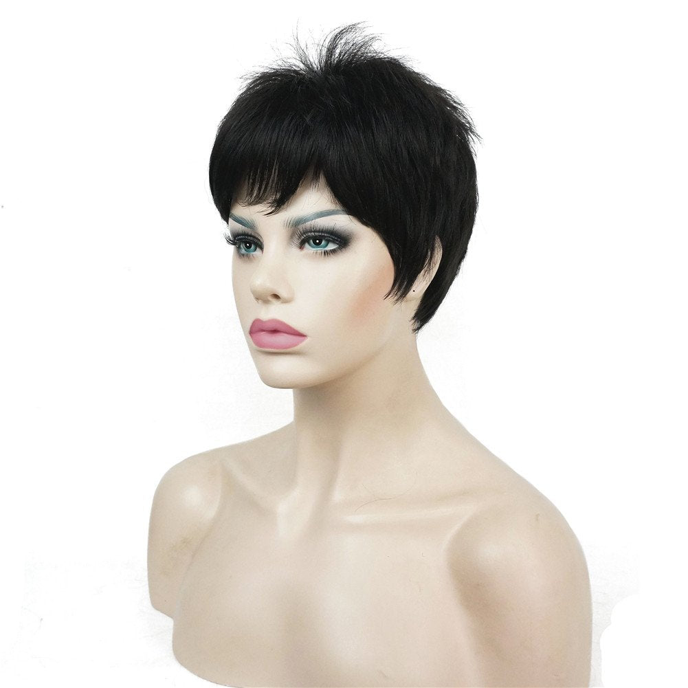 Lydell Very Short Layered Shaggy Full Synthetic Wig (Natural Black)
