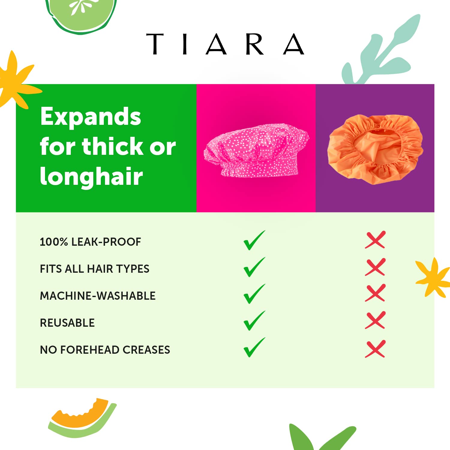 Patented Luxury Shower Cap - TIARA Shower Cap - Shower Cap for Women - Waterproof, Reusable Shower Caps - Dots Pink