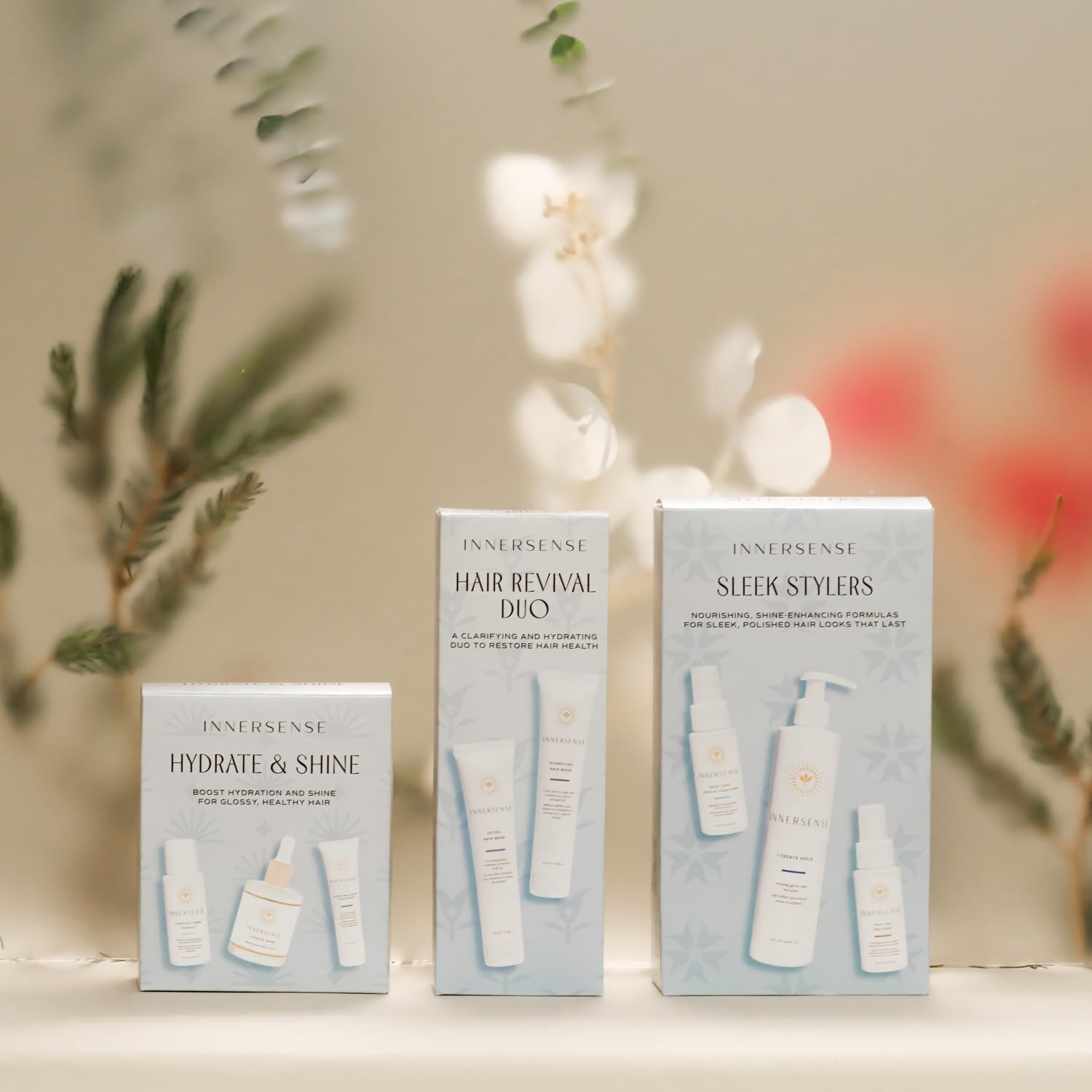 INNERSENSE Organic Beauty - Hydrate & Shine Set | I Create Shine, Hydrating Cream Hairbath, Hydrating Cream Conditioner | Non-Toxic, Cruelty-Free, Clean Haircare (3 piece set)