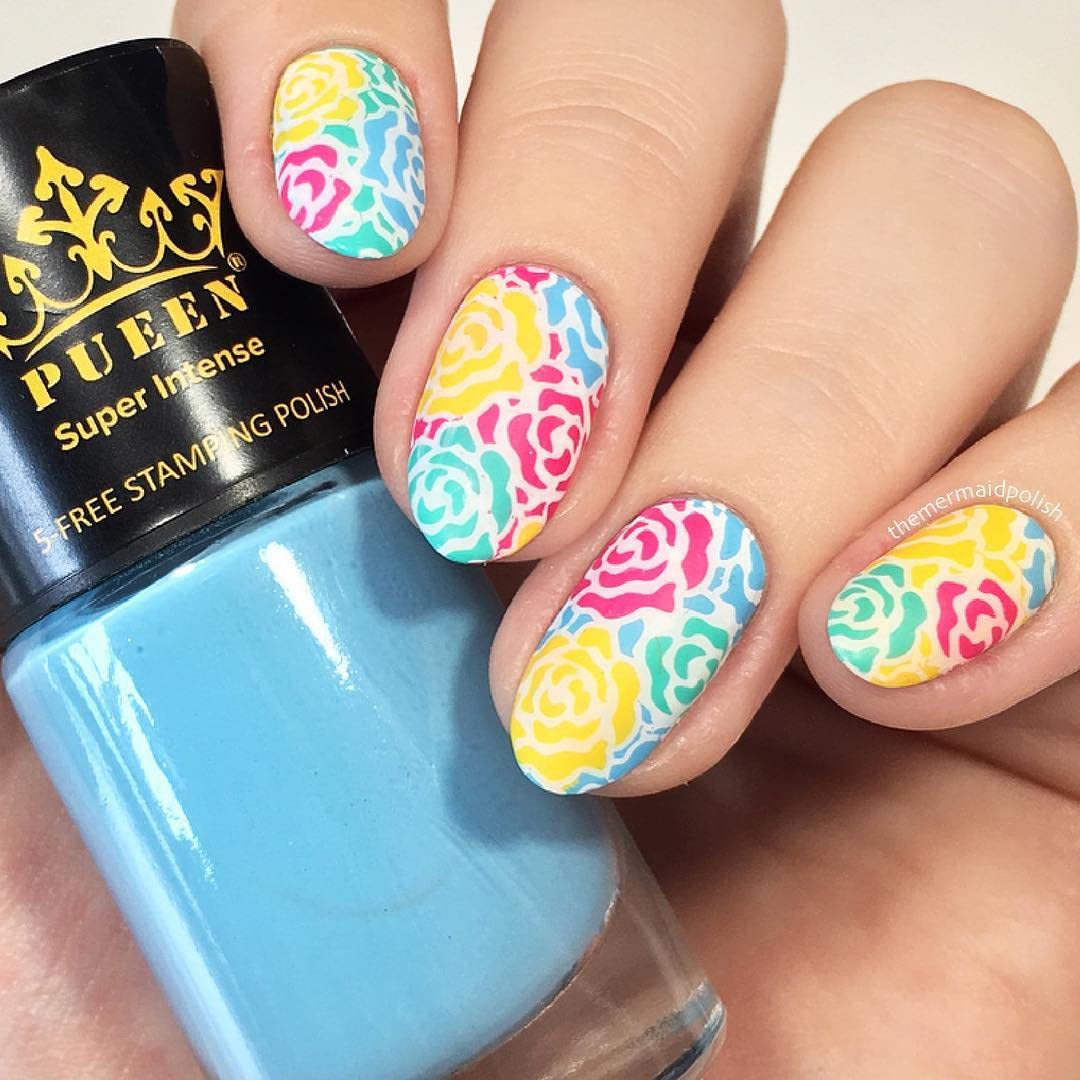 Pueen Super Intense Nail Polish For Nail Stamping Big 5 Free Formula Nail Color Lacquer (802 Baby Blue)