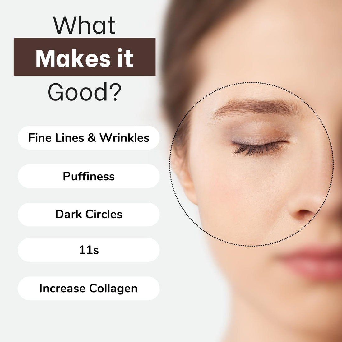 Elensilia 80% Collagen With Gold Peptides Eye Cream - Snail Secretion Filtrate + Matrixyl 3000 + Haloxyl For Wrinkles, Dark Circles, Moisturizer - Korean Skin Care, 0.7 fl.oz