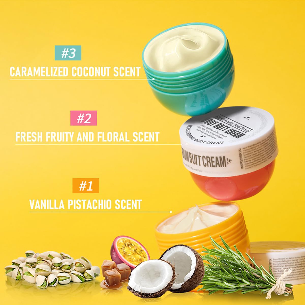 Tiejdhr Moisturizing Butt Cream, Body Cream Butt Firming Cream Body Skin Repair- Fast Absorbing, Non-Greasy Hydrate & Smooth Skin- 80ml (#2 Fresh Flower Fruit Smell)