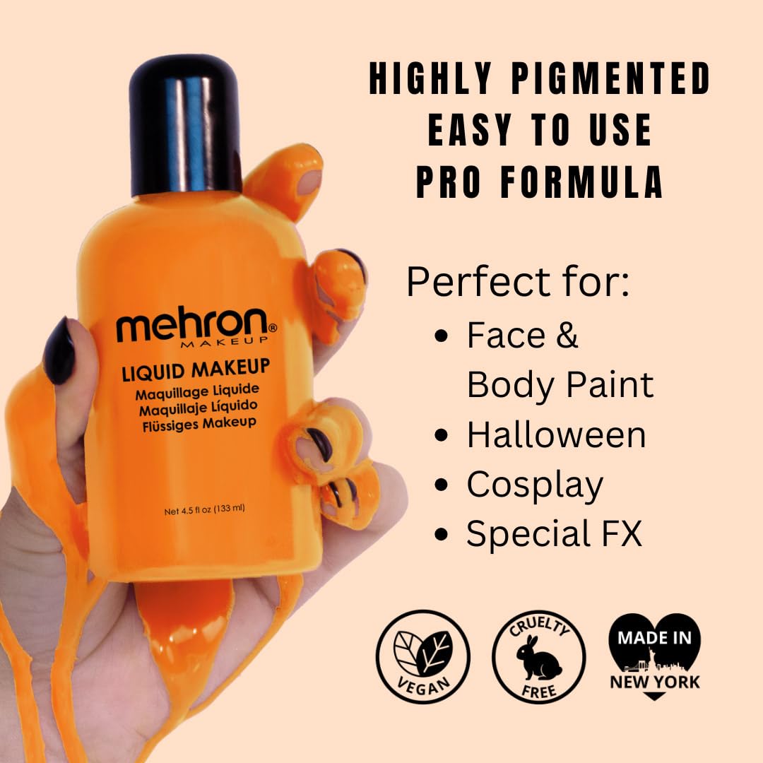 Mehron Makeup Liquid Face and Body Paint (4.5 oz) (Orange)