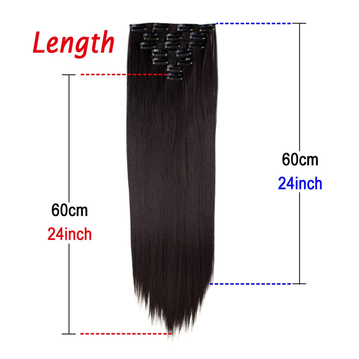 Miss U Hair 24/60cm 130g 7pcs/set Women Long Straight Synthetic Hair Full Head Clip in Hair Extensions Pieces (113# RED)