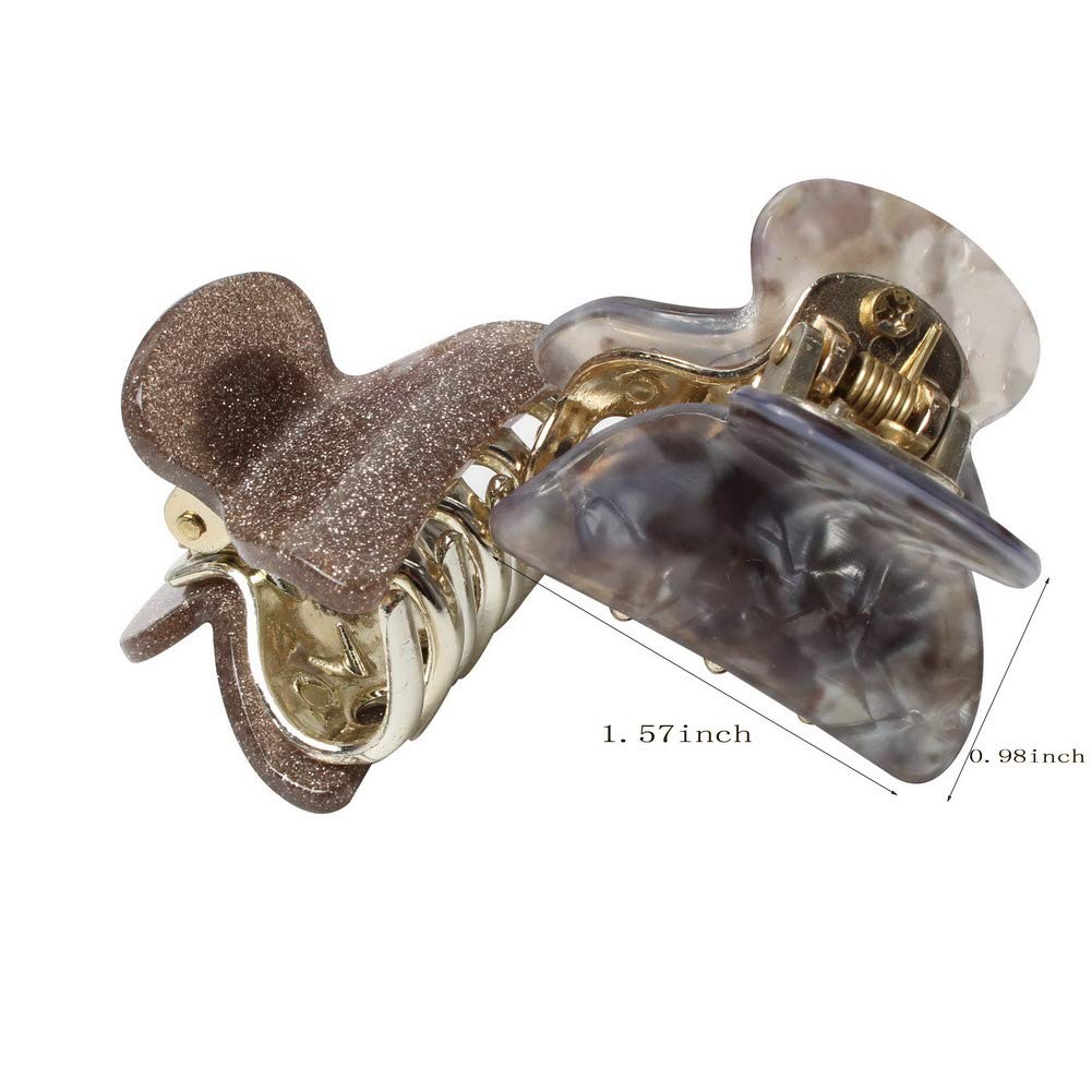 1.57 inch Floral Printed Small Acrylic Hair Claw Clips for Girls and Women,Plastic No-Slip Grip Jaw Hair Clip Hair Jaw Clamp,Pack of 12 (Color E)