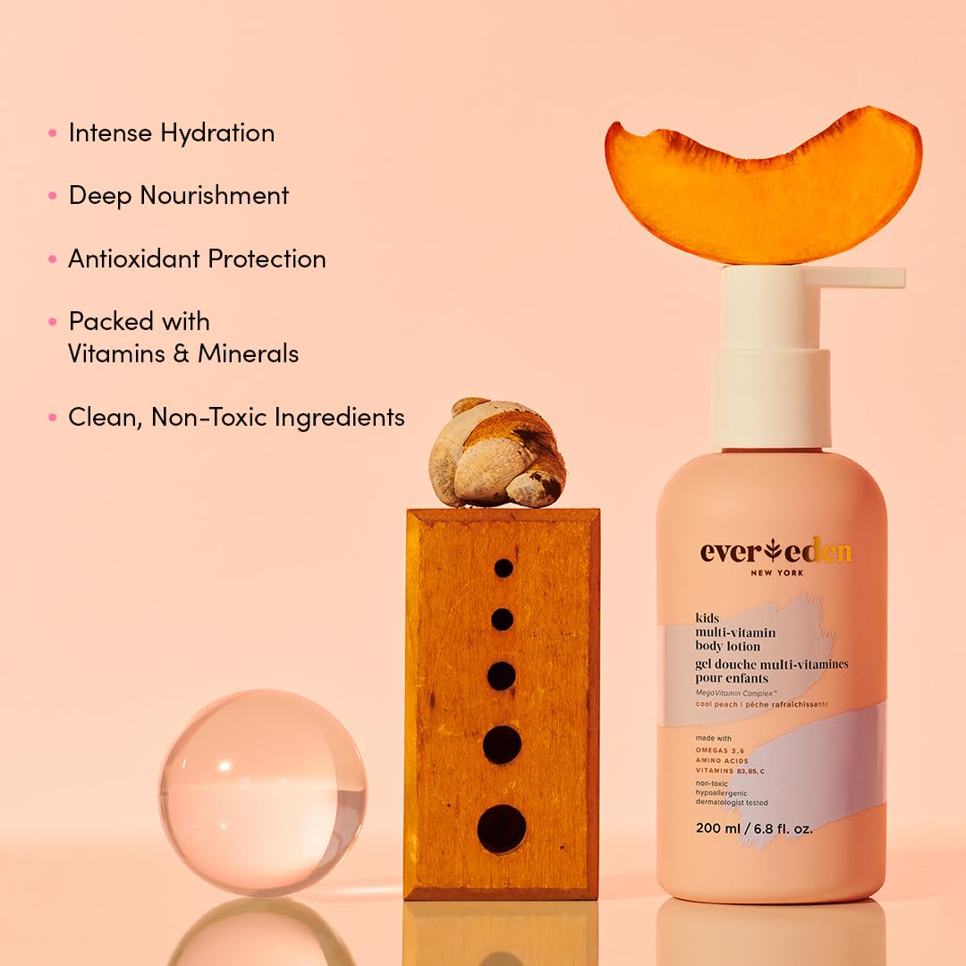 Evereden Kids Multi-Vitamin Body Lotion (6.8 fl.oz., Melon Juice): Gentle & Non-Toxic Moisturizing Kids Lotion | Nourishing & Protective Lotion for Kids