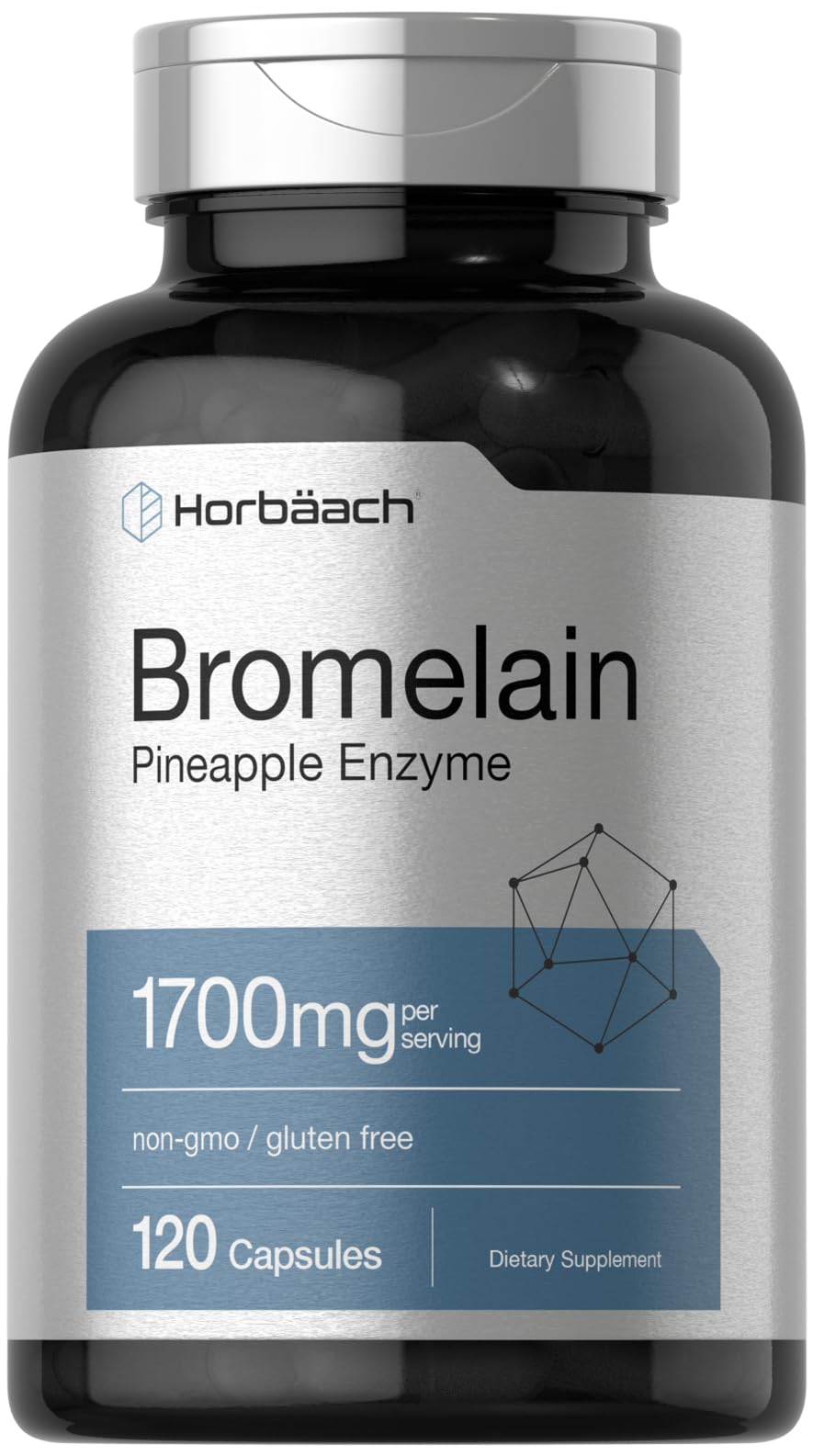 Horbäach Bromelain 1700 mg | 120 Capsules | Supports Digestive Health | Pineapple Enzyme Supplement | Non-GMO, Gluten Free