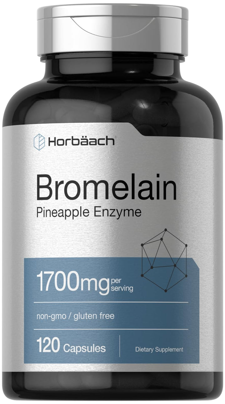 Horbäach Bromelain 1700 mg | 120 Capsules | Supports Digestive Health | Pineapple Enzyme Supplement | Non-GMO, Gluten Free