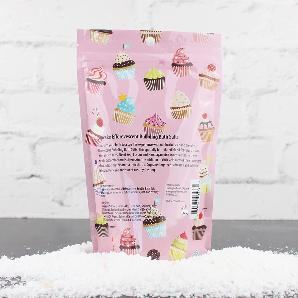 Primal Elements Effervescent Bubbling Bath Salts, Cupcake, 12 Ounce
