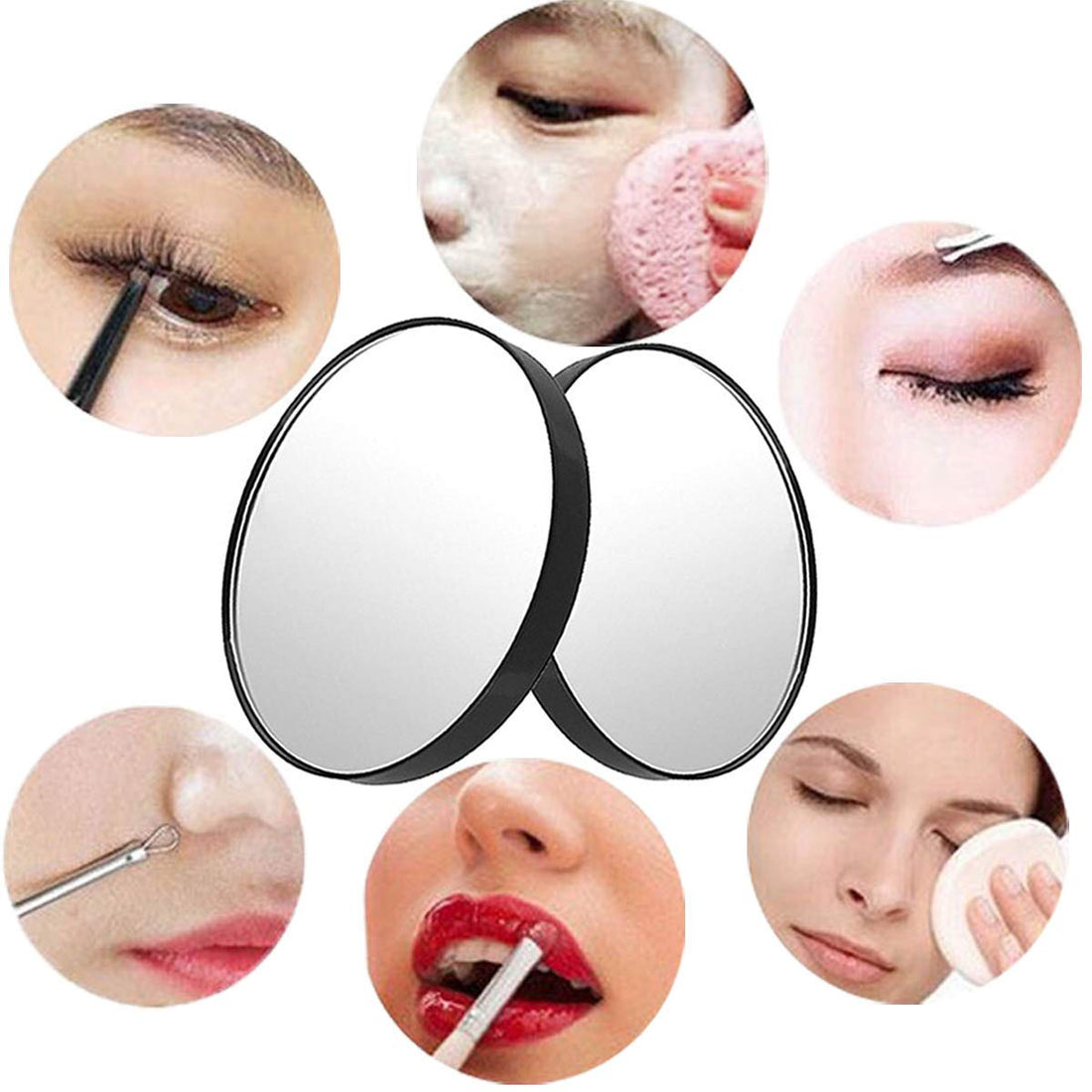 10X Magnifying Makeup Mirror, Round Mirror 2 Suction Cups Facial Makeup Cosmetic Absorption Shaving Home Makeup Travel Essential(Diameter 3.46 inches)
