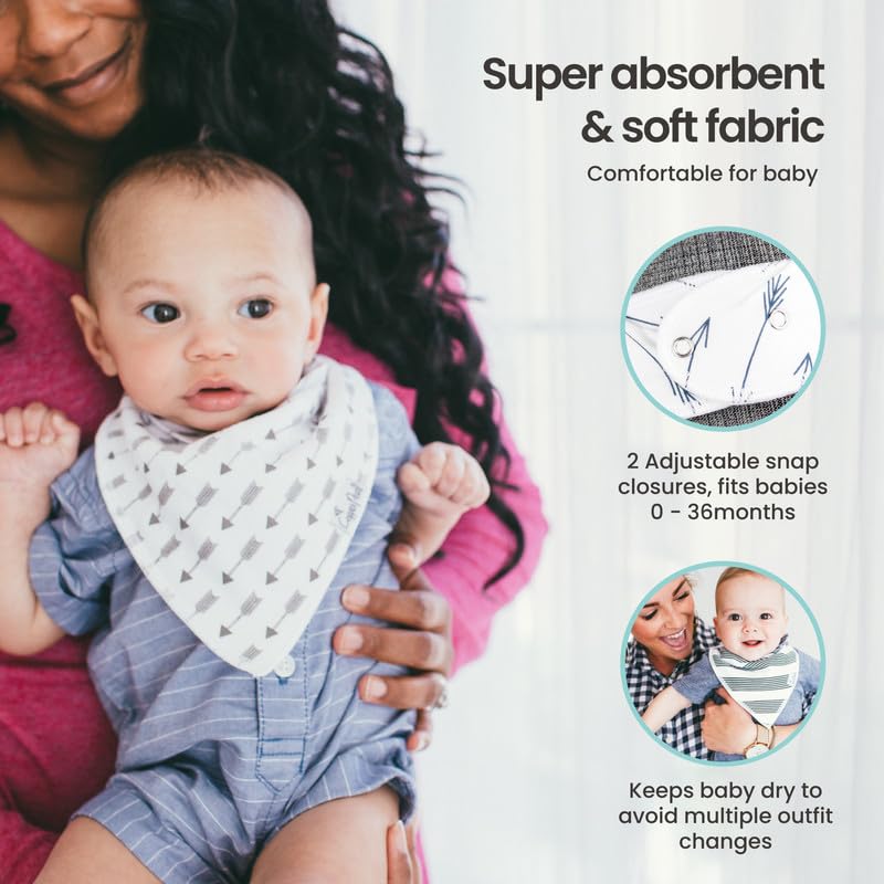 Copper Pearl 4 Pack Soft Cotton Baby Bibs for Drooling and Teething, Absorbent Drool Bibs for Baby Girl and Boy, Adjustable to Fit Newborns to Toddlers, Tons of Styles (Archer Set)