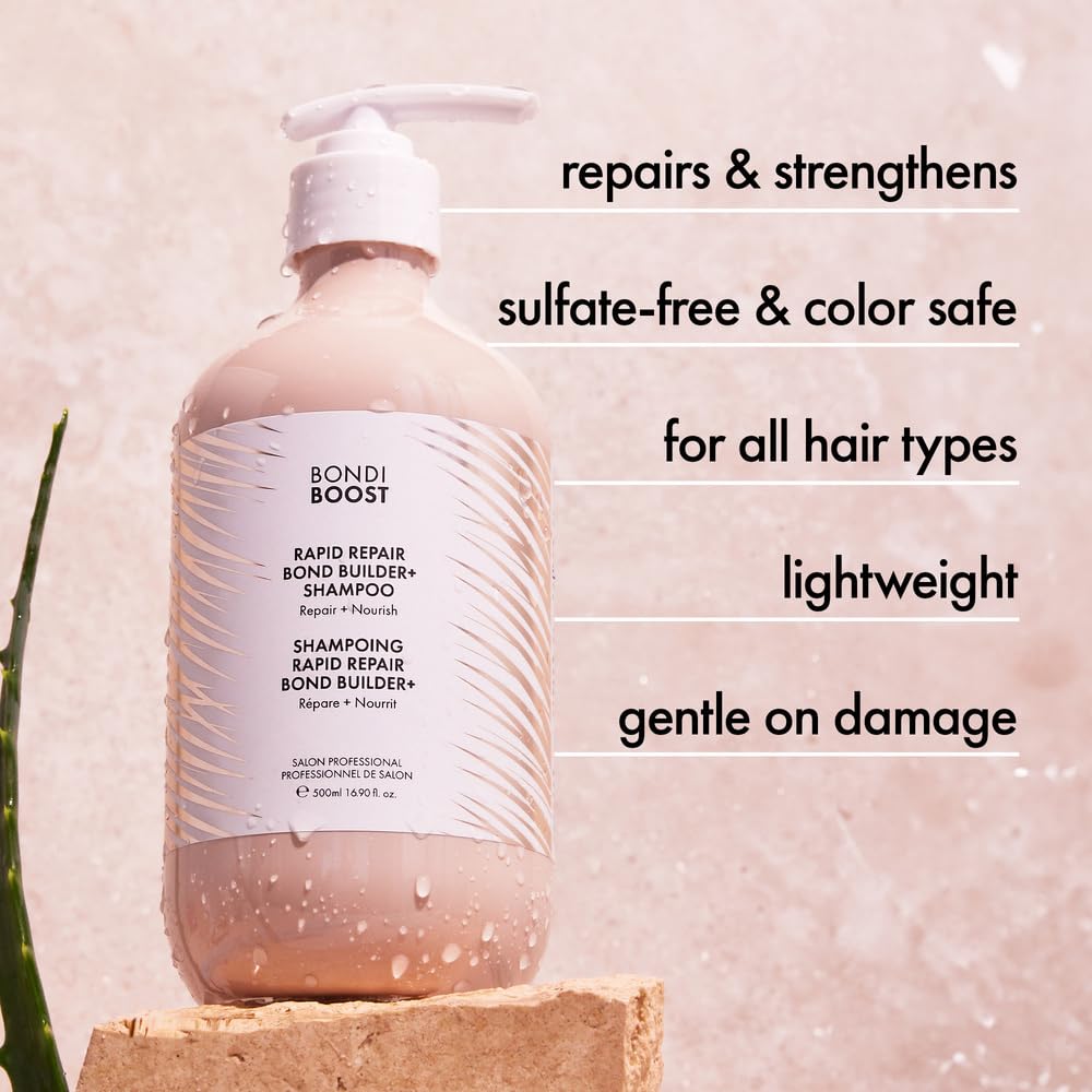 BONDIBOOST Rapid Repair Bond Builder + Shampoo for Damaged Hair [16.90 fl oz], Strengthening Formula for Restoring + Rebuilding Hair, Deep Conditioning + Nourishing Treatment for Healthier Results