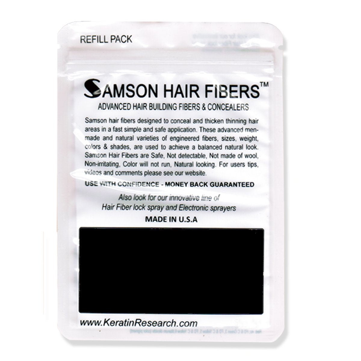 Refill Kit Hair Building Fibers Black By Samson Large 25 Grams Made In Usa Hair Loss Concealer