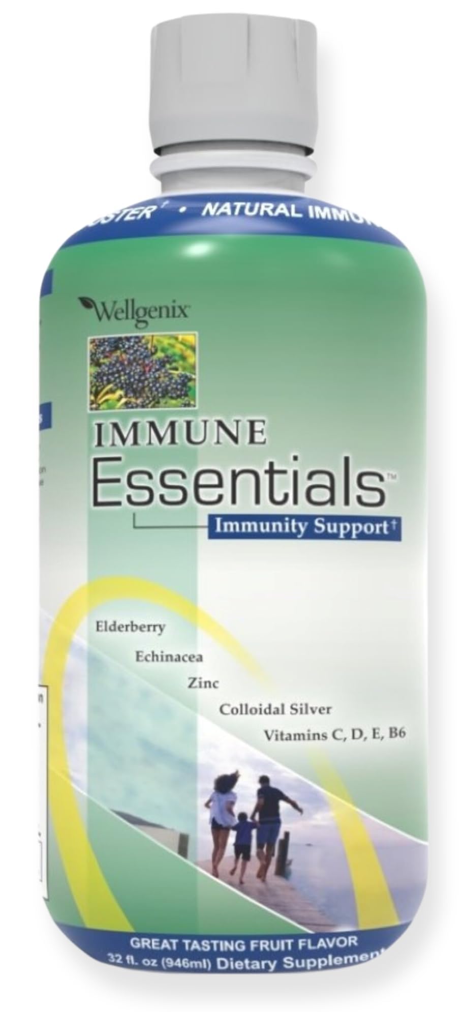 Wellgenix Immune Essentials - Multivitamin Liquid for Men, Women & Kids - Vegan Supplement with Vitamins C, D Elderberry Zinc, Echinacea for Toddler, Kid & Adult 32oz