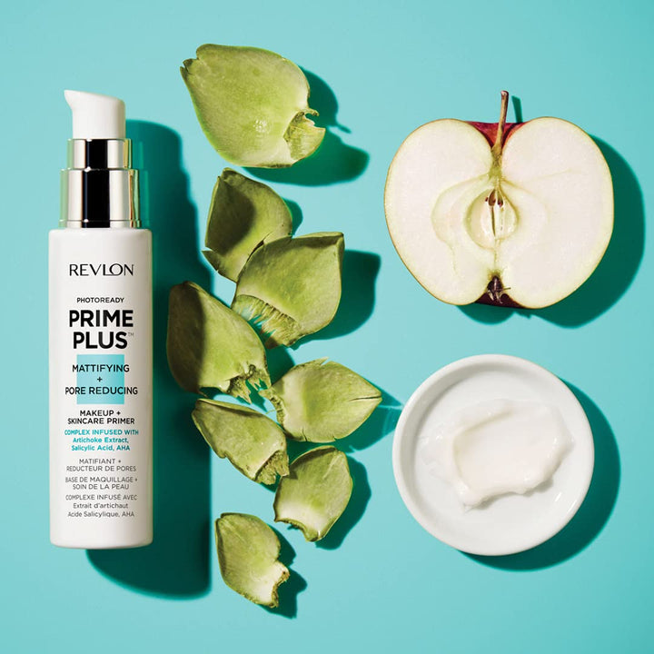 Revlon Face Primer, PhotoReady Prime Plus Face Makeup for All Skin Types, Blurs & Fills in Fine Lines, Infused with Salicylic Acid and AHA, Mattifying & Pore Reducing, 1 Oz