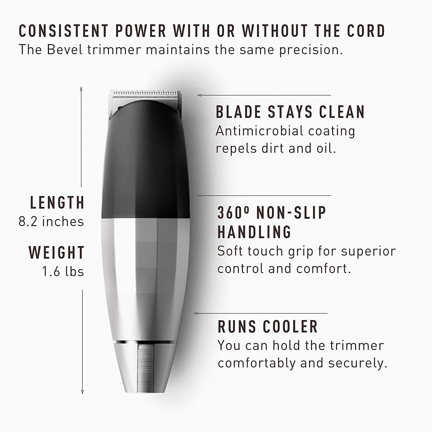 Bevel Trimmer,Cordless,Rechargeable,Tool-Free Zero Gap Dial,High Power,4+ Hour Battery Life,6 Month Standby, Men