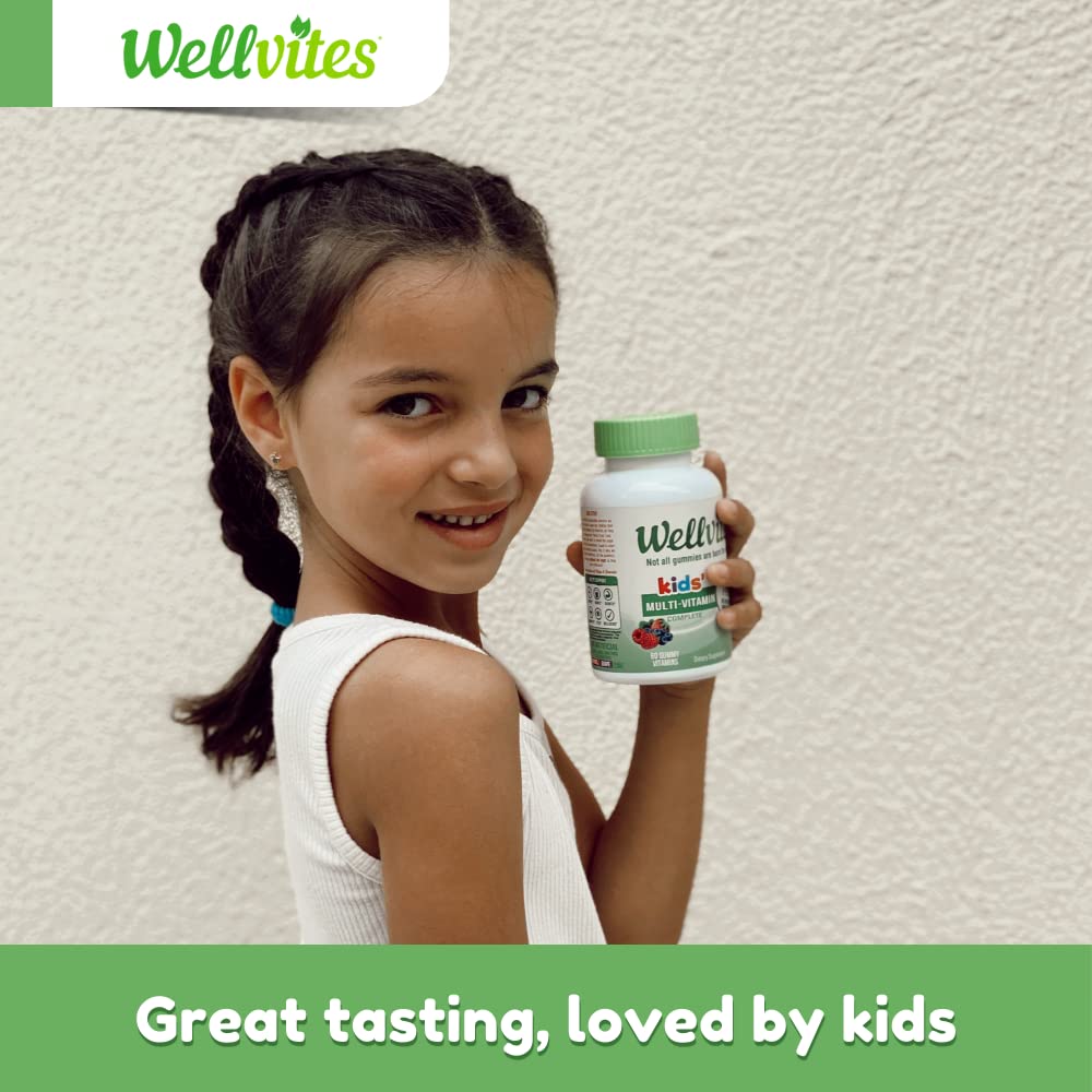 Wellvites Kids Multivitamin Gummies - Sugar Free, Vegan, Non-GMO, Vitamin A, D, B6, B12 and C - No Artificial Sweeteners, Gluten-Free, Gelatin-Free - 60 Count (30 Day Supply)